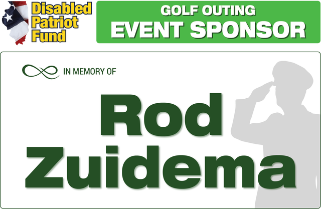 A golf outing event sponsor for rod zuidema