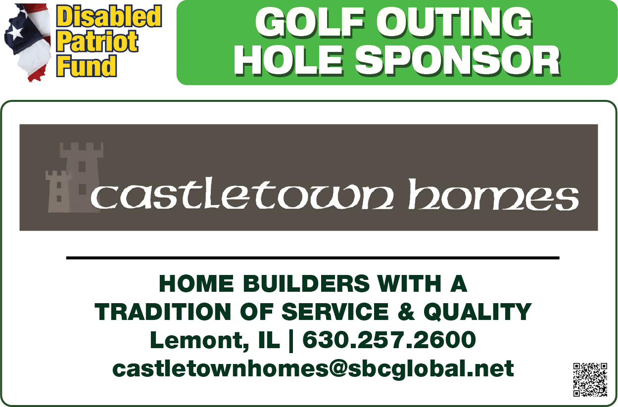 A golf outing hole sponsor sign for castletown homes