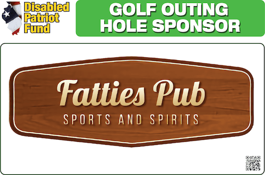 A golf outing hole sponsor for fatties pub sports and spirits