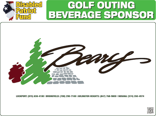 A sign for a golf outing beverage sponsor
