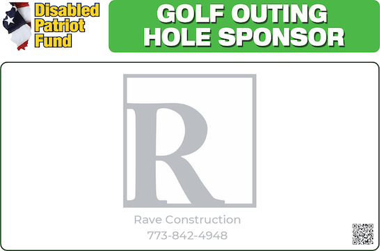 A golf outing hole sponsor sign for the disabled patriot fund