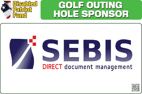 A golf outing hole sponsor sign for sebis direct document management