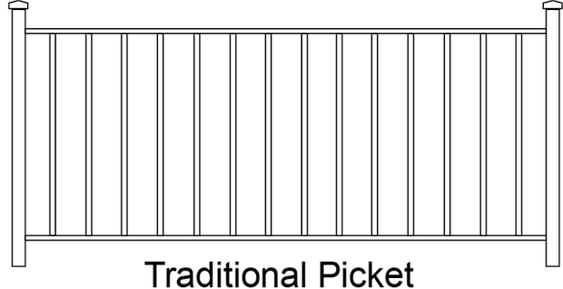 A drawing of a traditional picket fence on a white background.