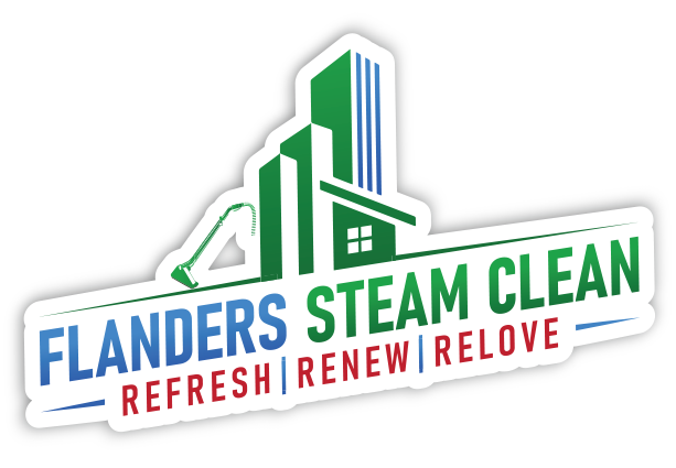 The logo for flanders steam clean refresh renew relove