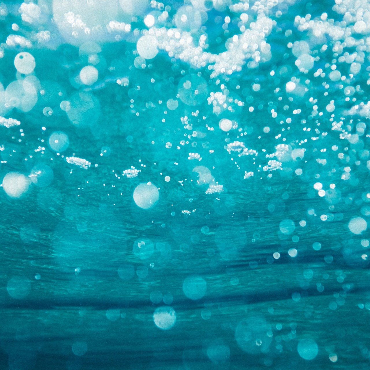 A close up of bubbles floating in the water.