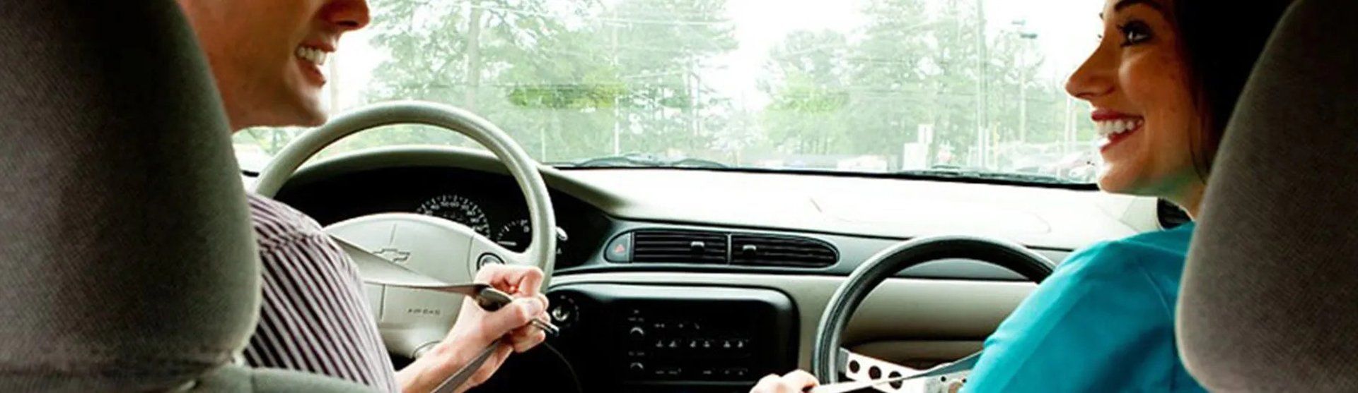 A student taking teen driving classes in Atlanta, GA