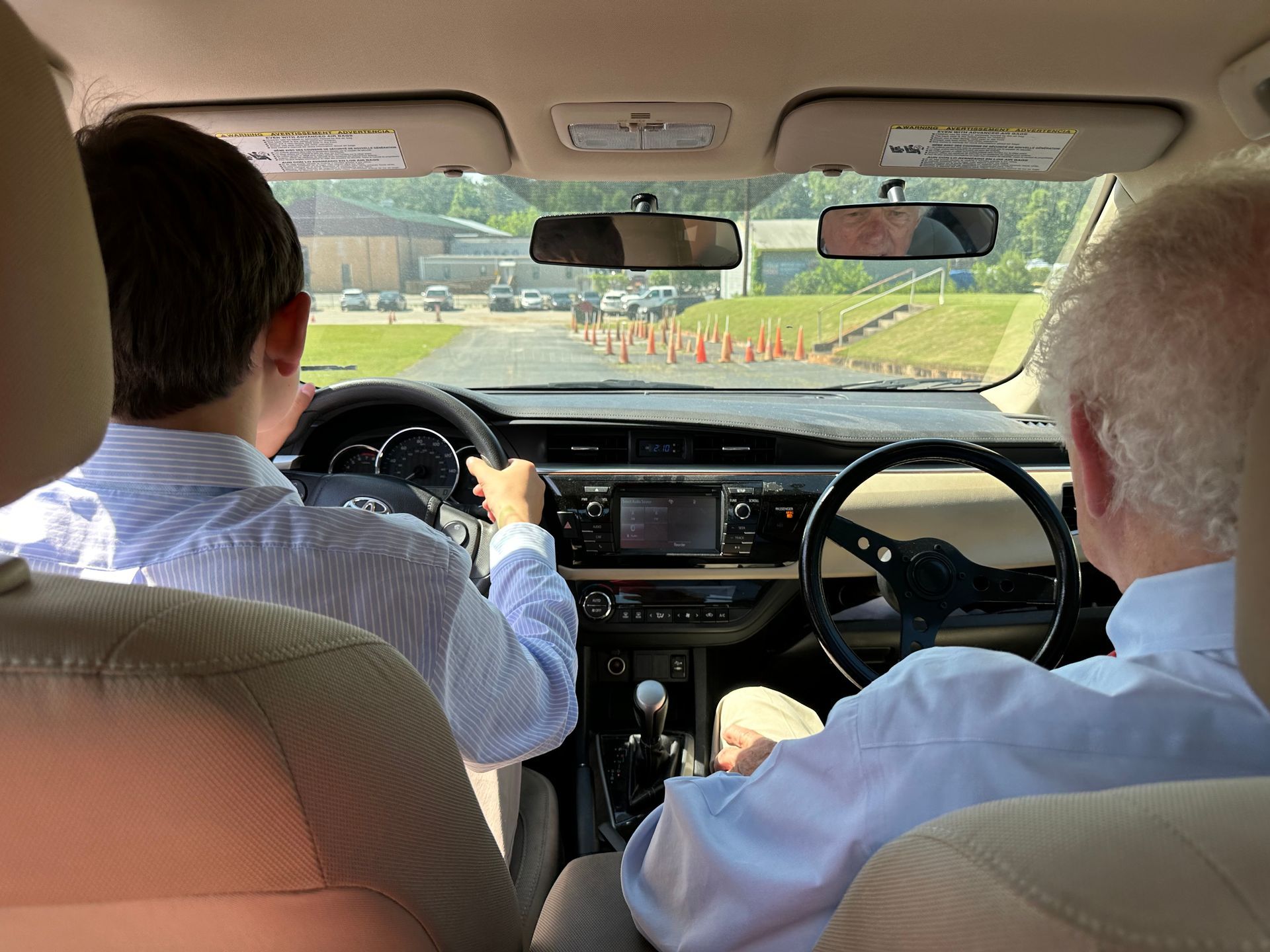 Teen driving lessons: young driver learning to drive with instructor, safe driving tips for teens, d