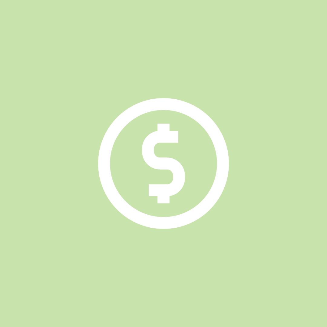 A dollar sign in a circle on a green background.
