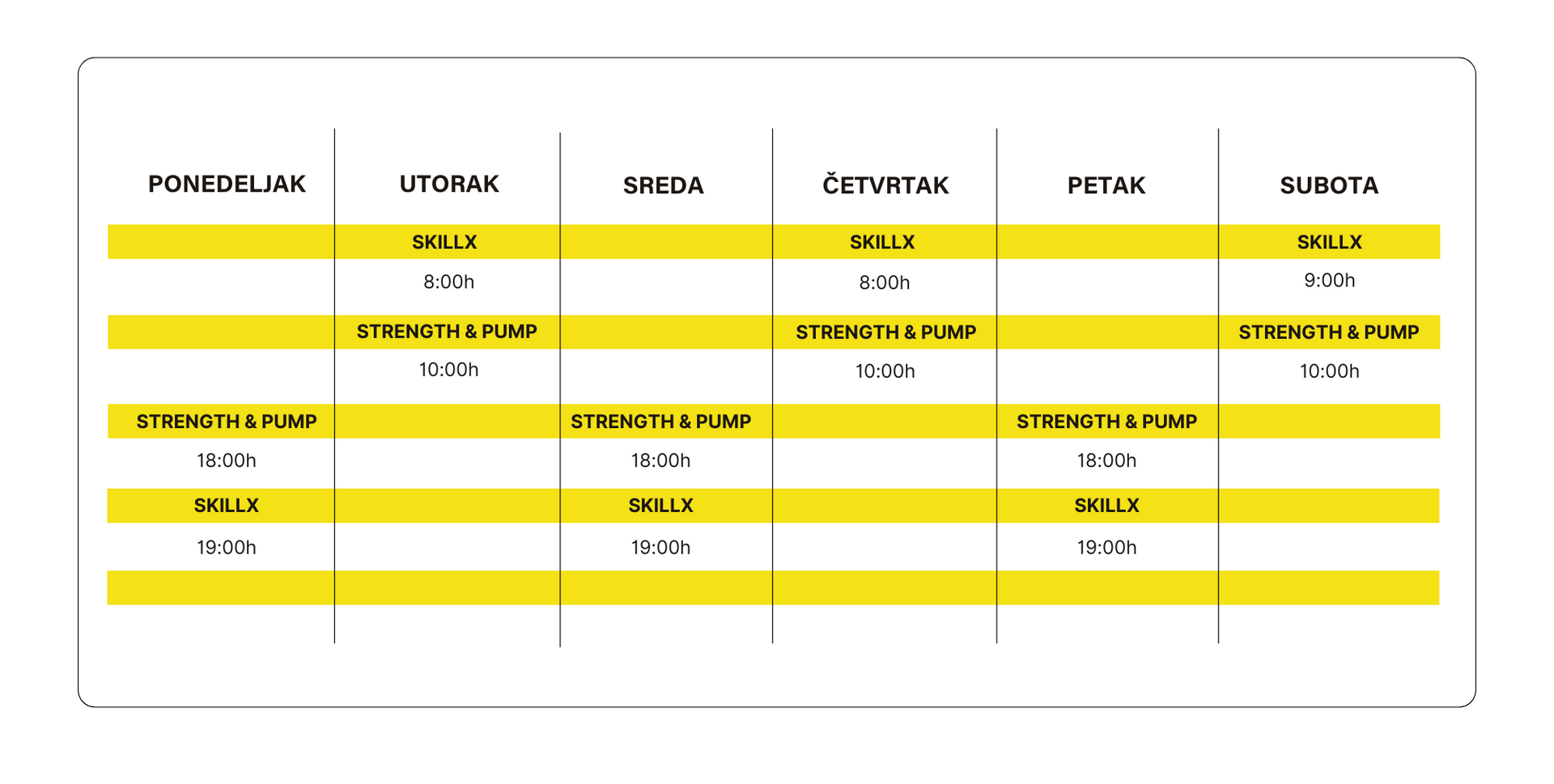 SkillX Class Schedule at Sky Experience