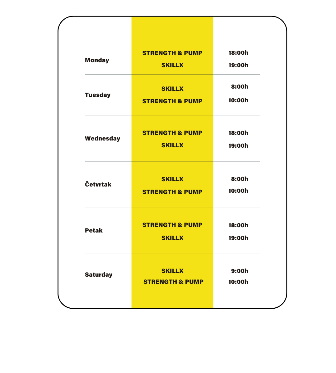 SkillX Class Schedule at Sky Experience