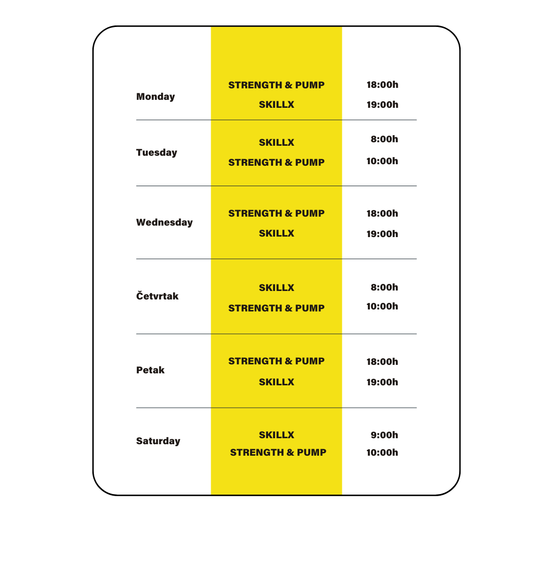 SkillX Class Schedule at Sky Experience