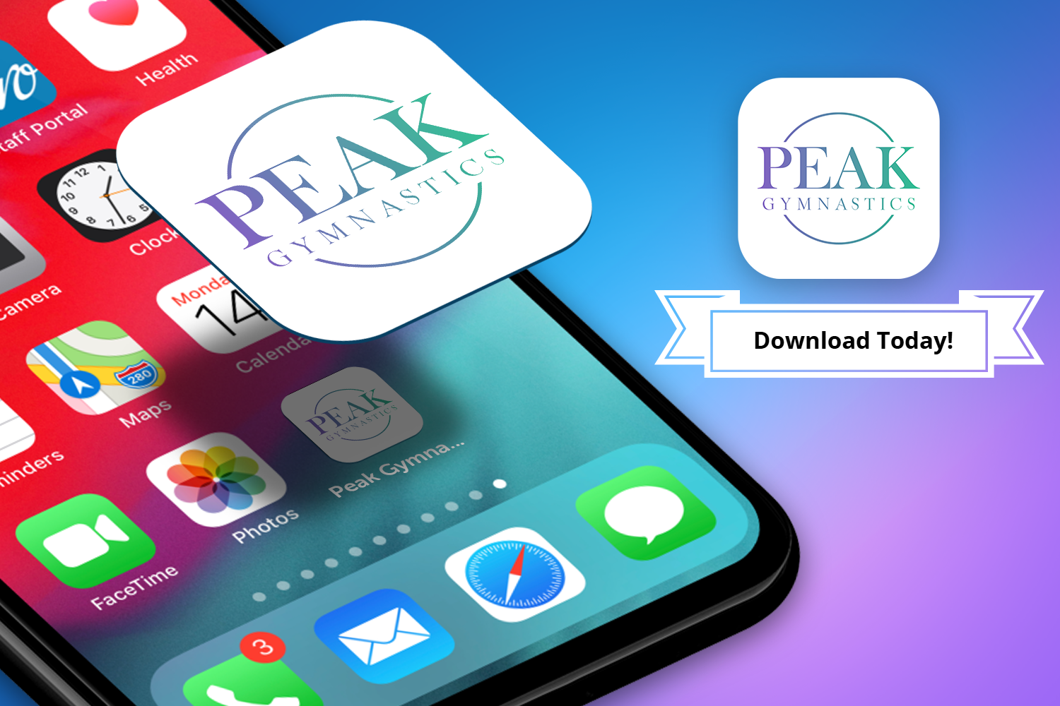 A phone with the peak gymnastics app on it