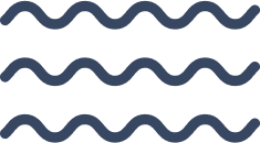 Three blue wavy lines on a white background.