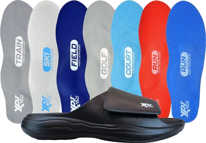 A pair of sandals with different types of insoles on them