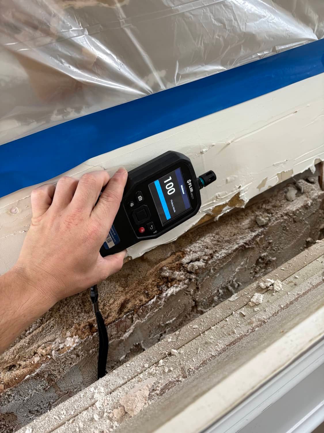 Moisture meter readings during assessment