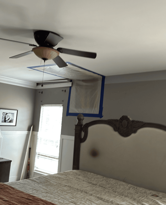 Ceiling containment setup during inspection