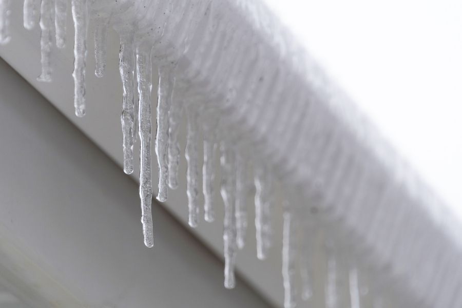 Icicles hanging from gutters