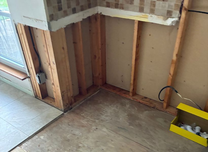 mold damaged drywall removed