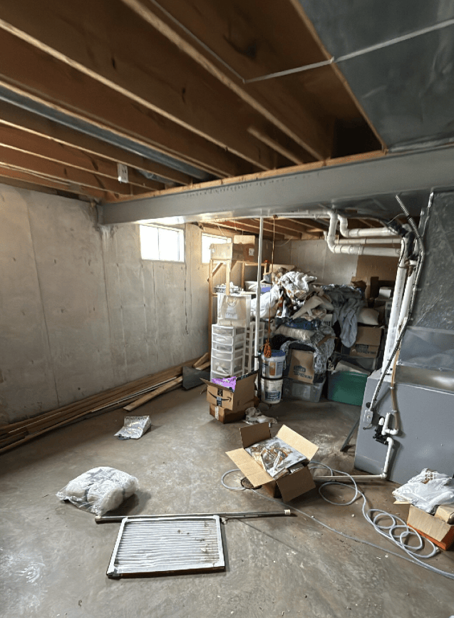 Basement after material removal