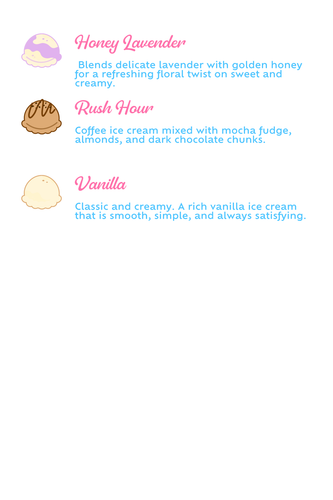There are three different flavors of ice cream on this page.