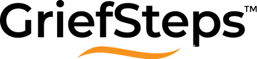 A black and orange logo for griefsteps on a white background.