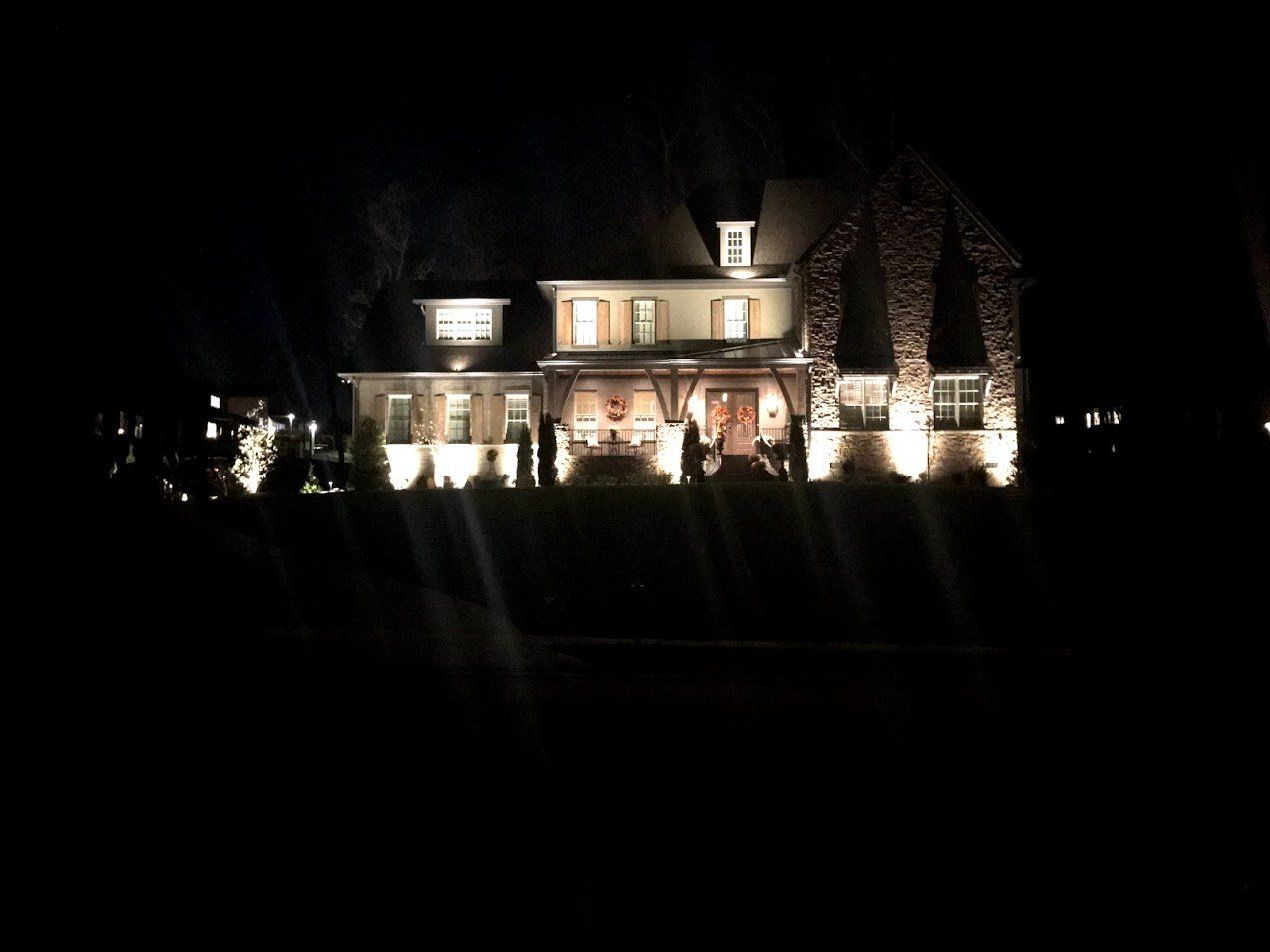 luxury house with new exterior lighting