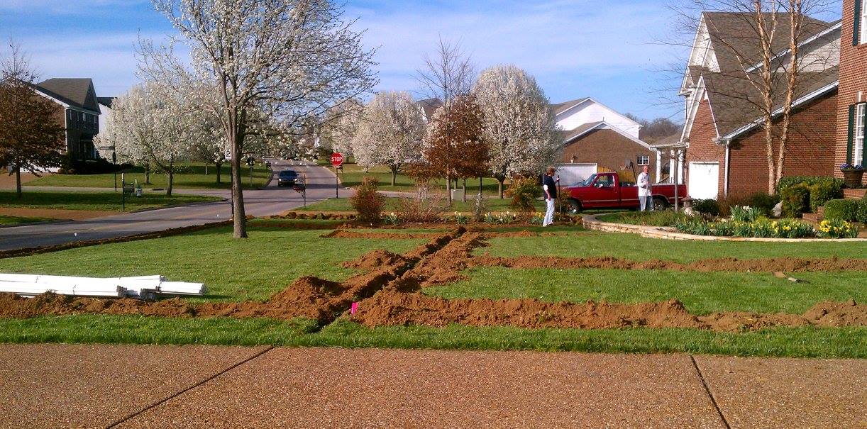 new trenches for residential irrigation system