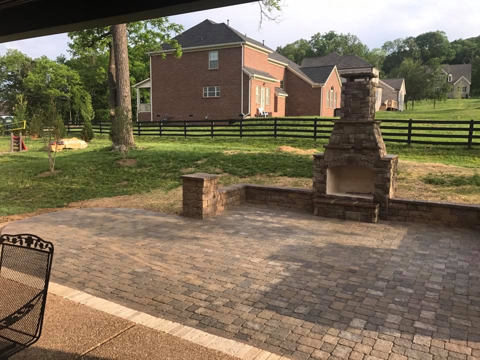 new stone patio and wood burning oven