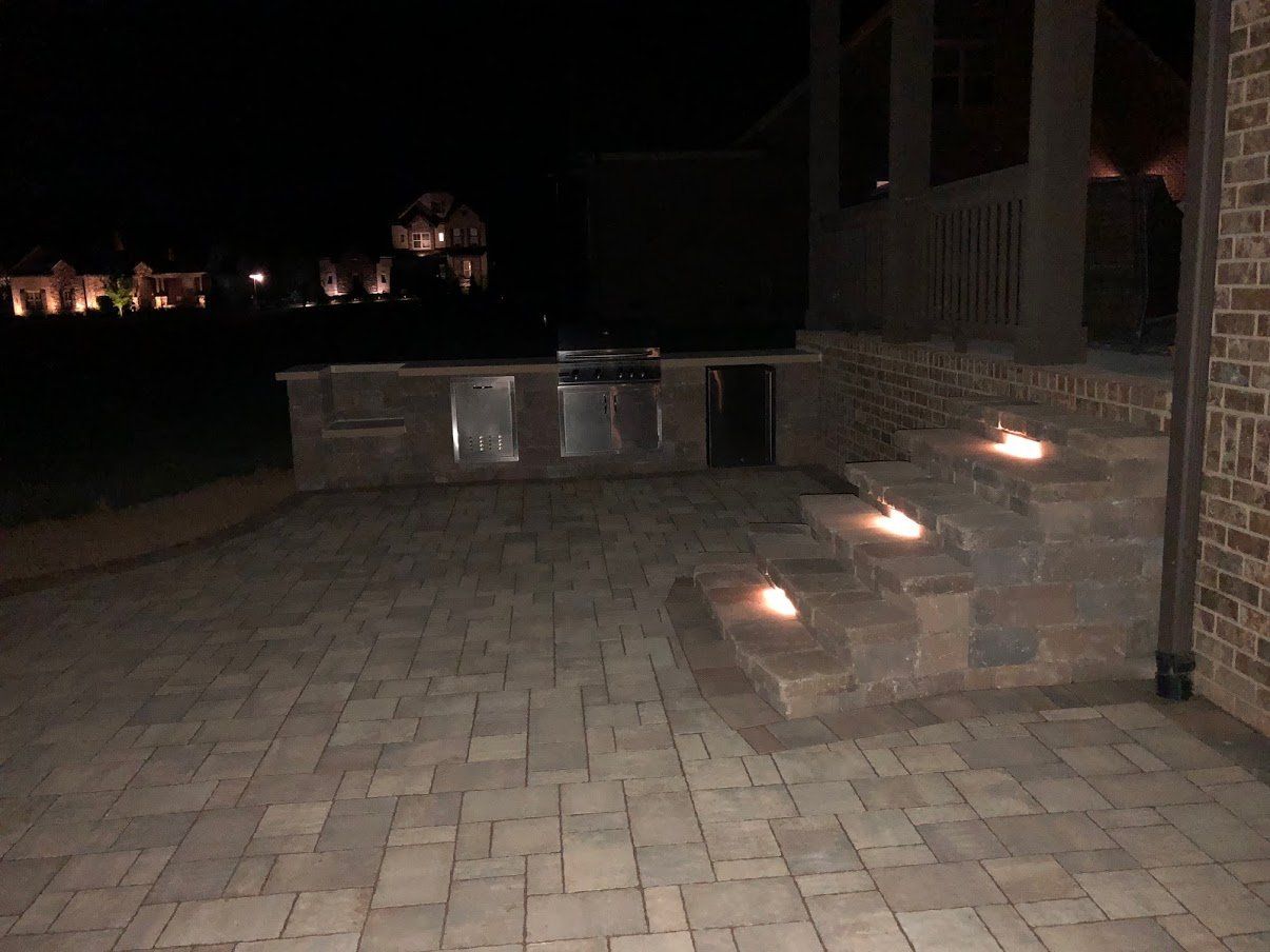 Stone Steps with new Outdoor Lighting