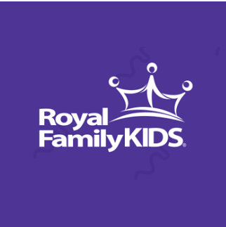 Royal Family Kids logo on purple background with white crown.