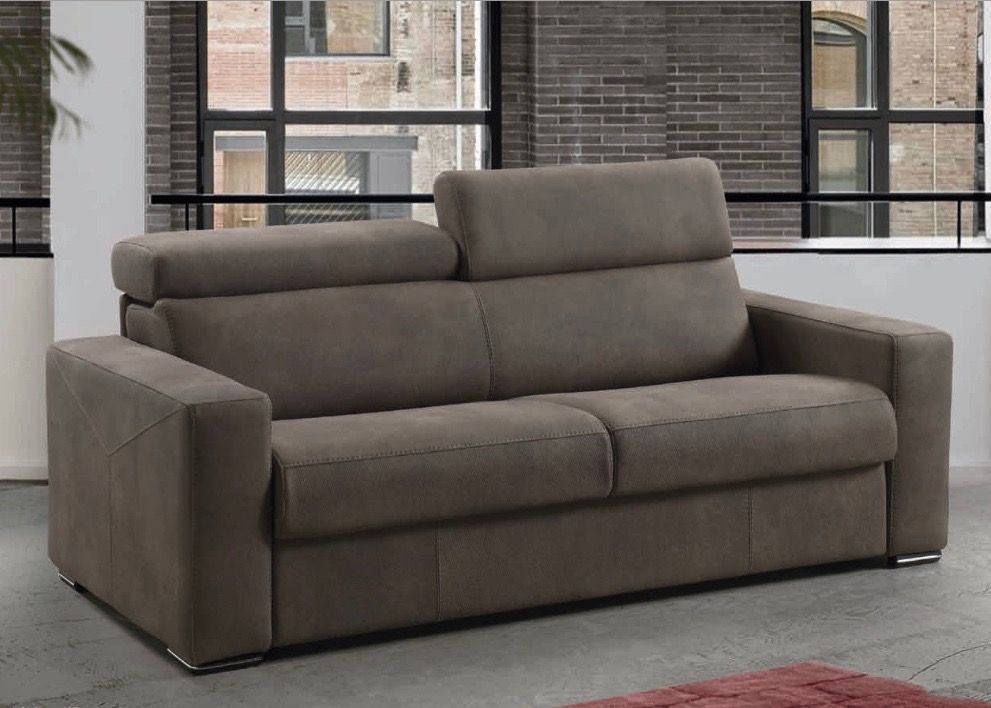 divano letto marron con poggiatesta reclinabile da tronu arredamenti a cagliari