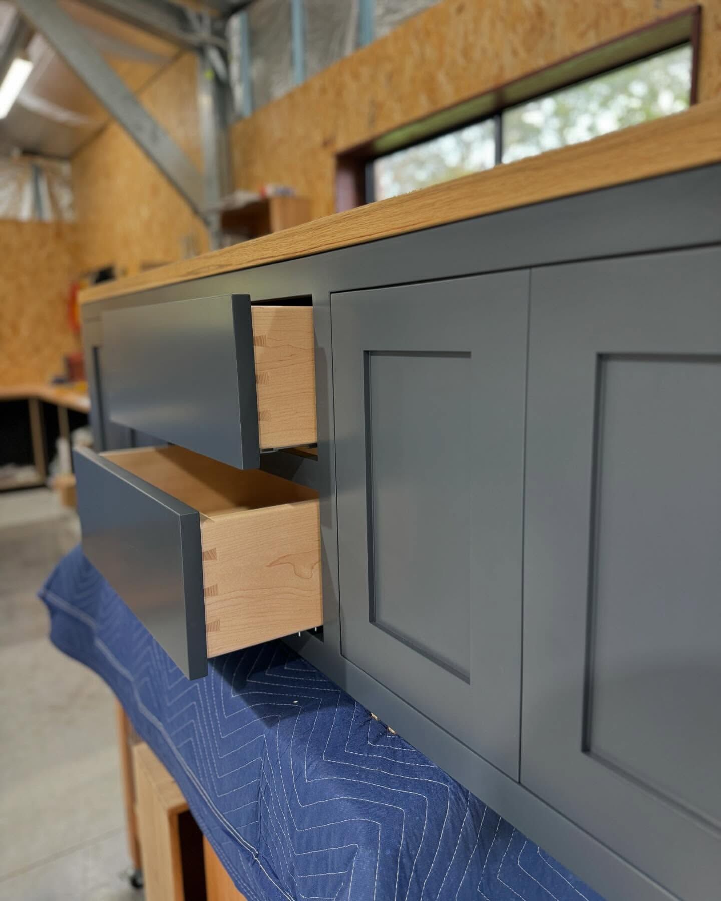 Close-Up Of Unfinished Oak Wood Drawers In Construction — BC Customs in Burrell Creek, NSW