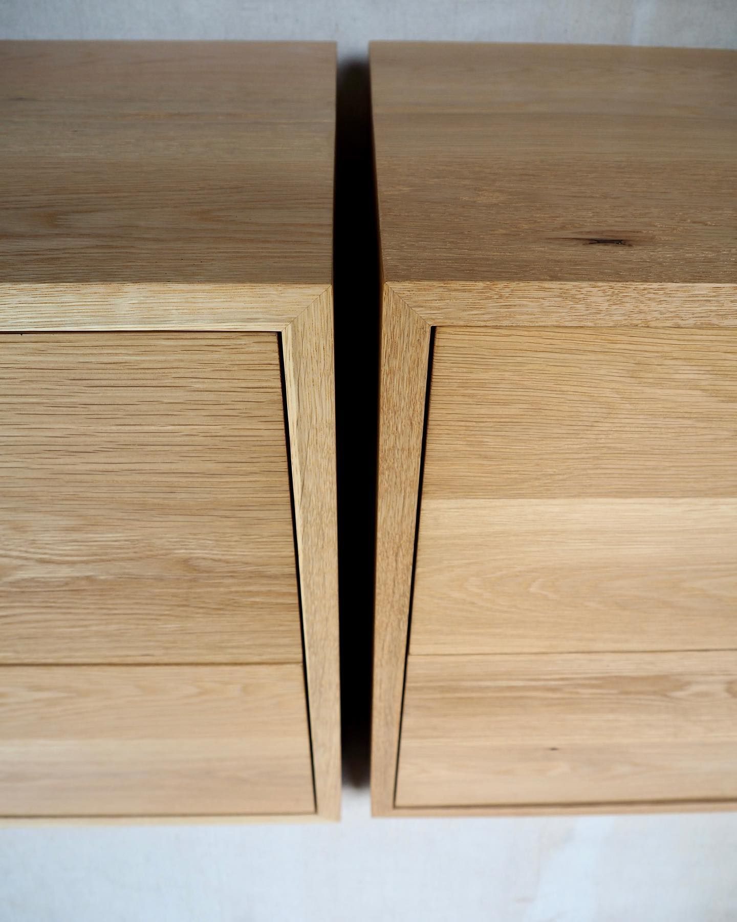Two Light-Wood Nightstands With Drawers Side-By-Side Against Plain Wall — BC Customs in Newcastle, NSW