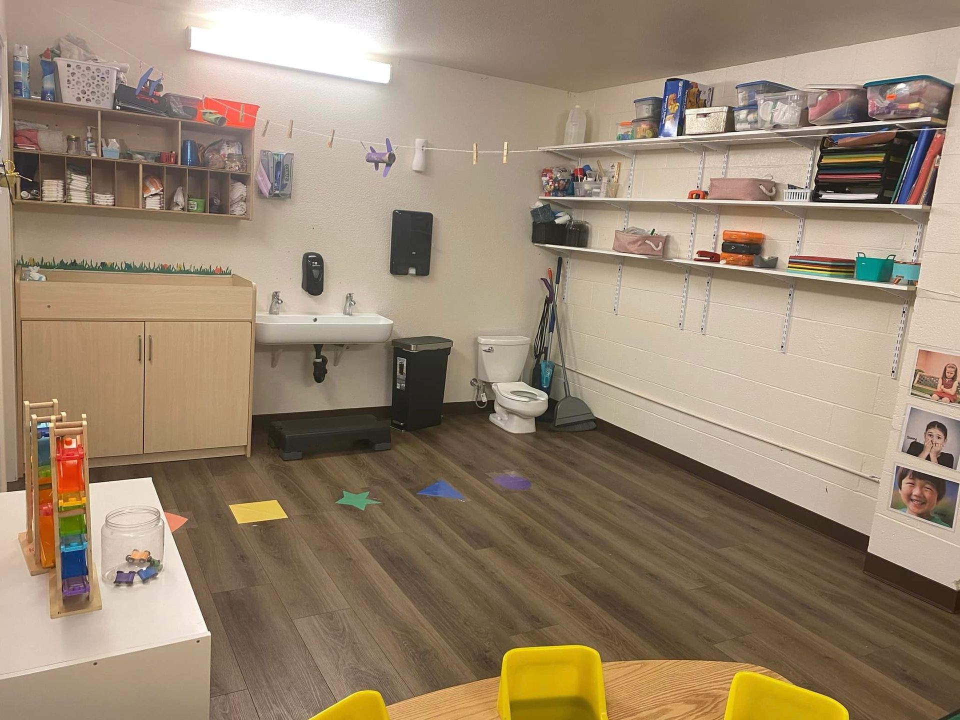 A Room with A Sink, Toilet, and Shelves – Oroville, CA – Aunt Sherrie's Preschool