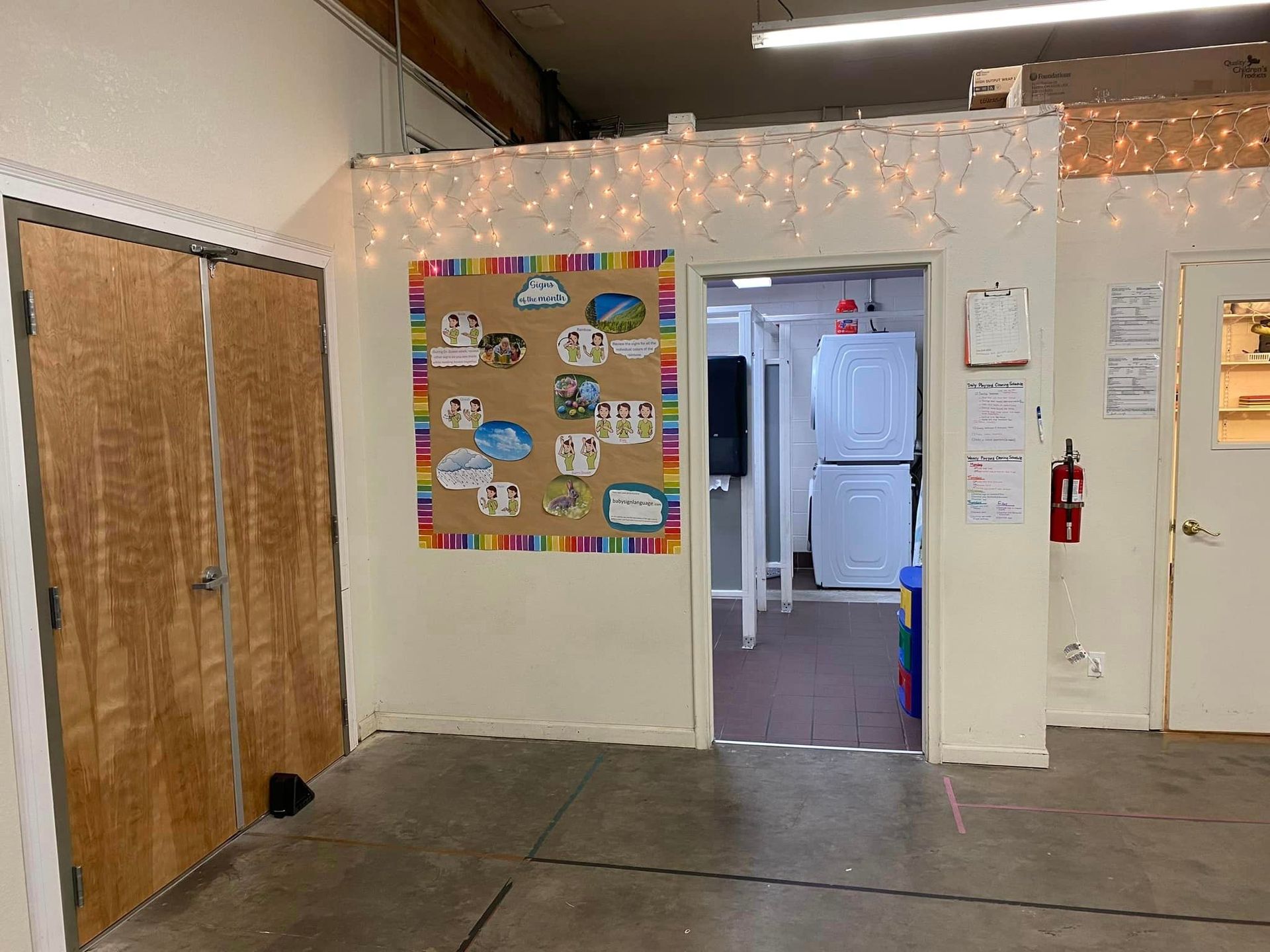 A Room with Wooden Doors and A Bulletin Board on The Wall – Oroville, CA – Aunt Sherrie's Preschool