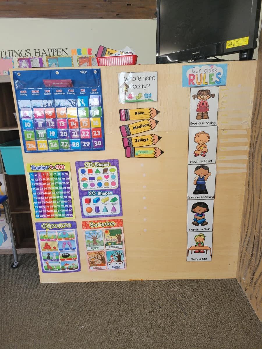A Classroom with A Bulletin Board that Says Rules on It – Oroville, Ca – Aunt Sherrie's Preschool