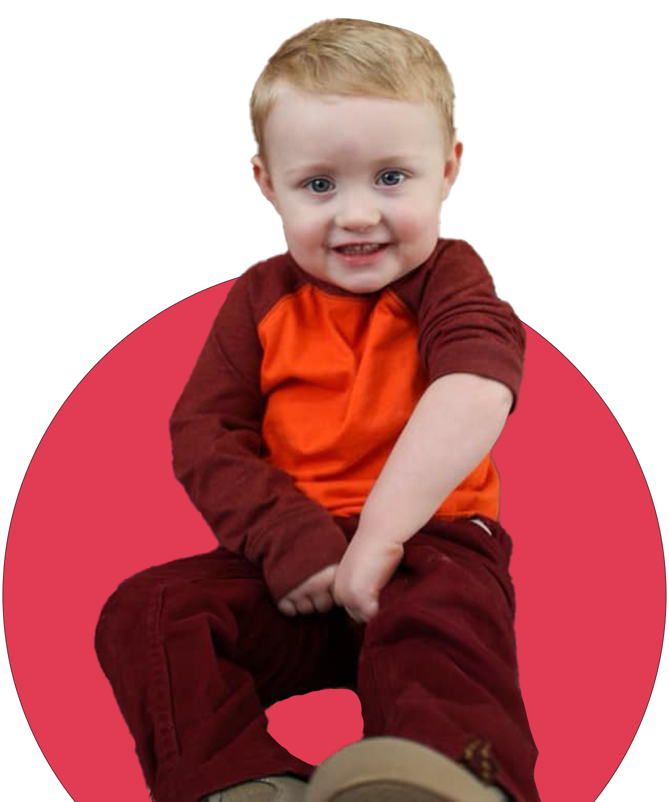 A Little Boy Wearing an Orange and Brown Shirt Is Sitting in A Red Circle – Oroville, CA – Aunt Sherrie's Preschool