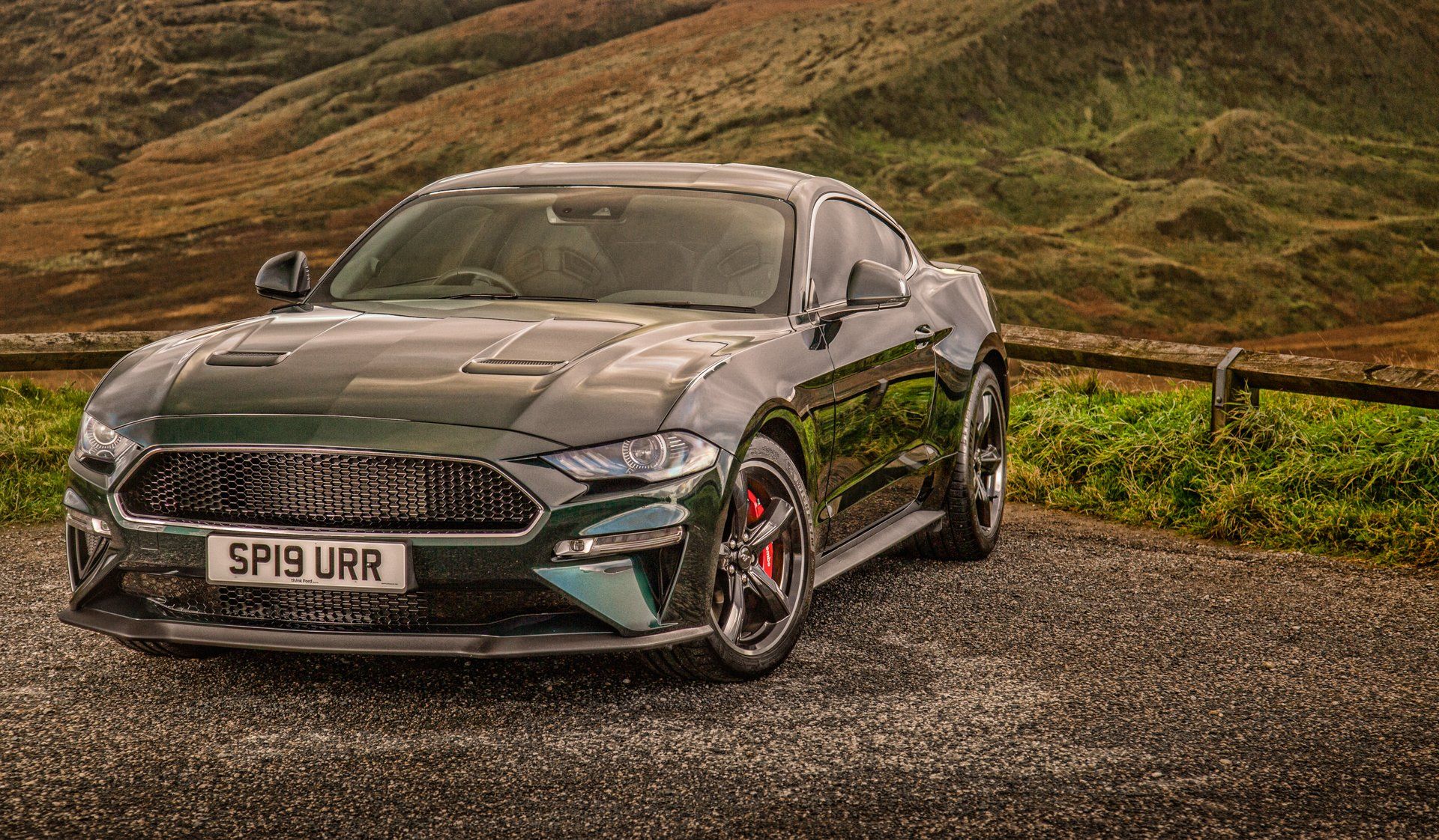 Car photography of Mustang Bullitt 2020 at sunset on Marston Moor, Huddersfield