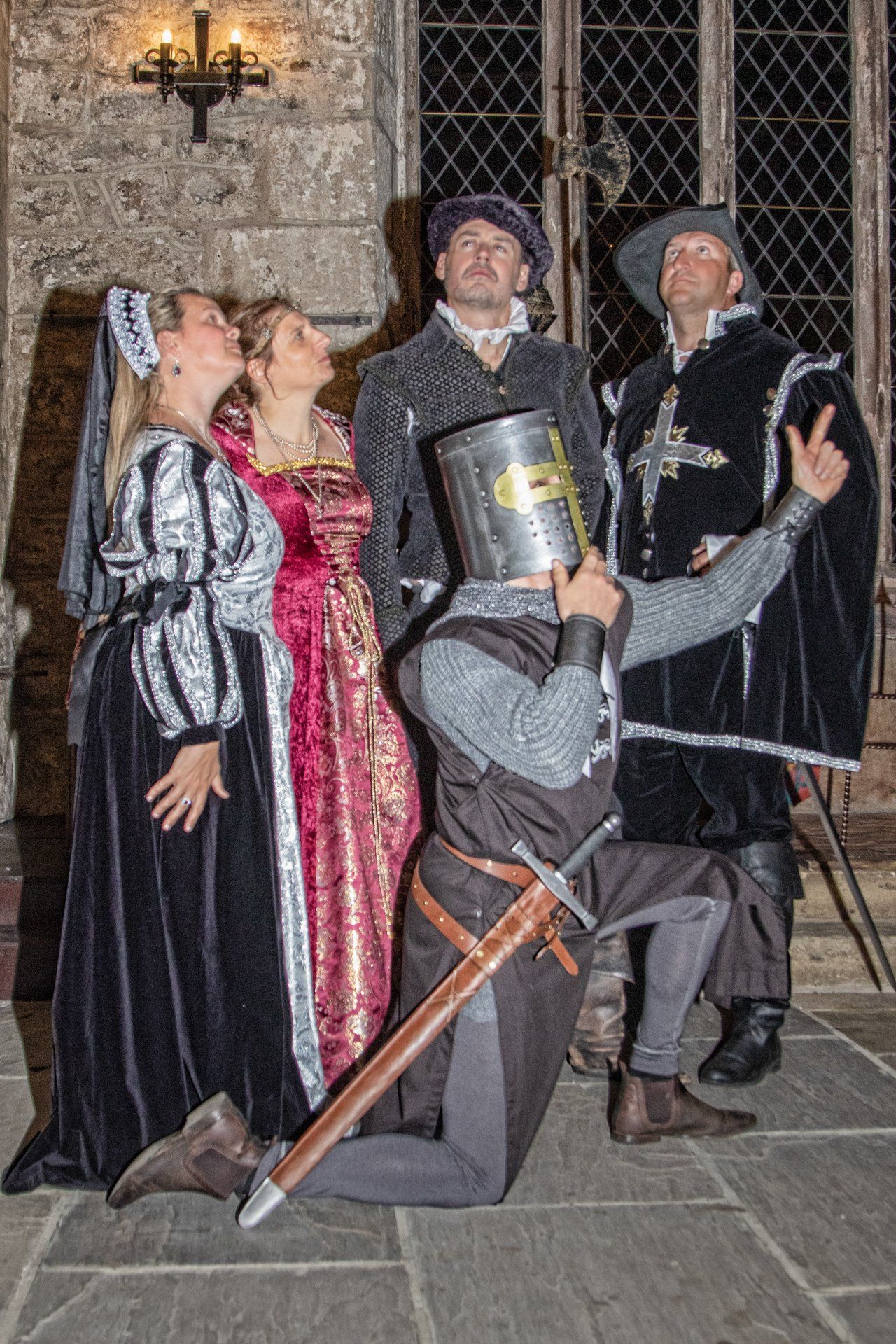 Event Photography people in medieval costumes at the The Priest House, Barden Tower, Bolton Abbey