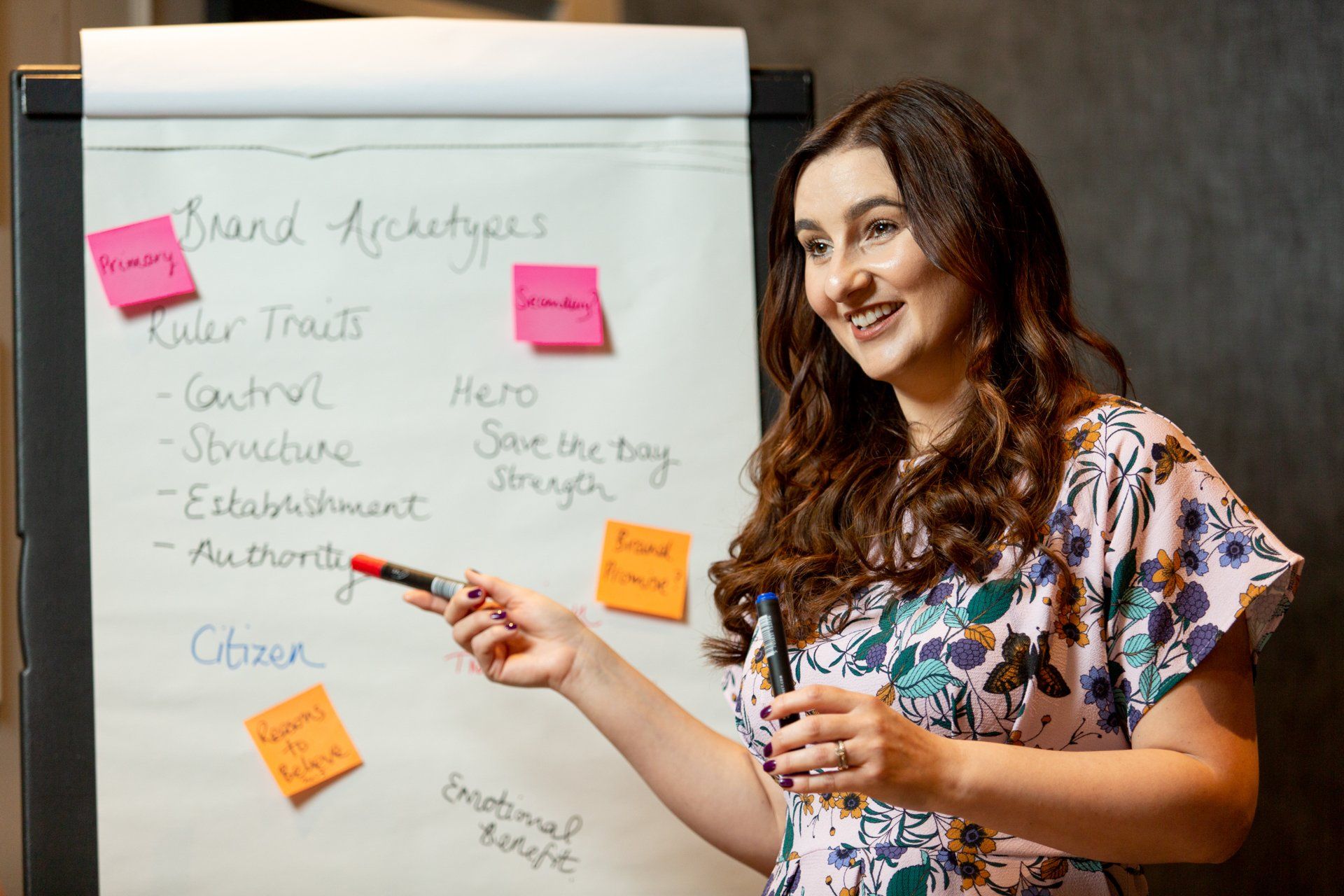 Branding Photography woman presenting with flip chart in The Malmaison, Leeds