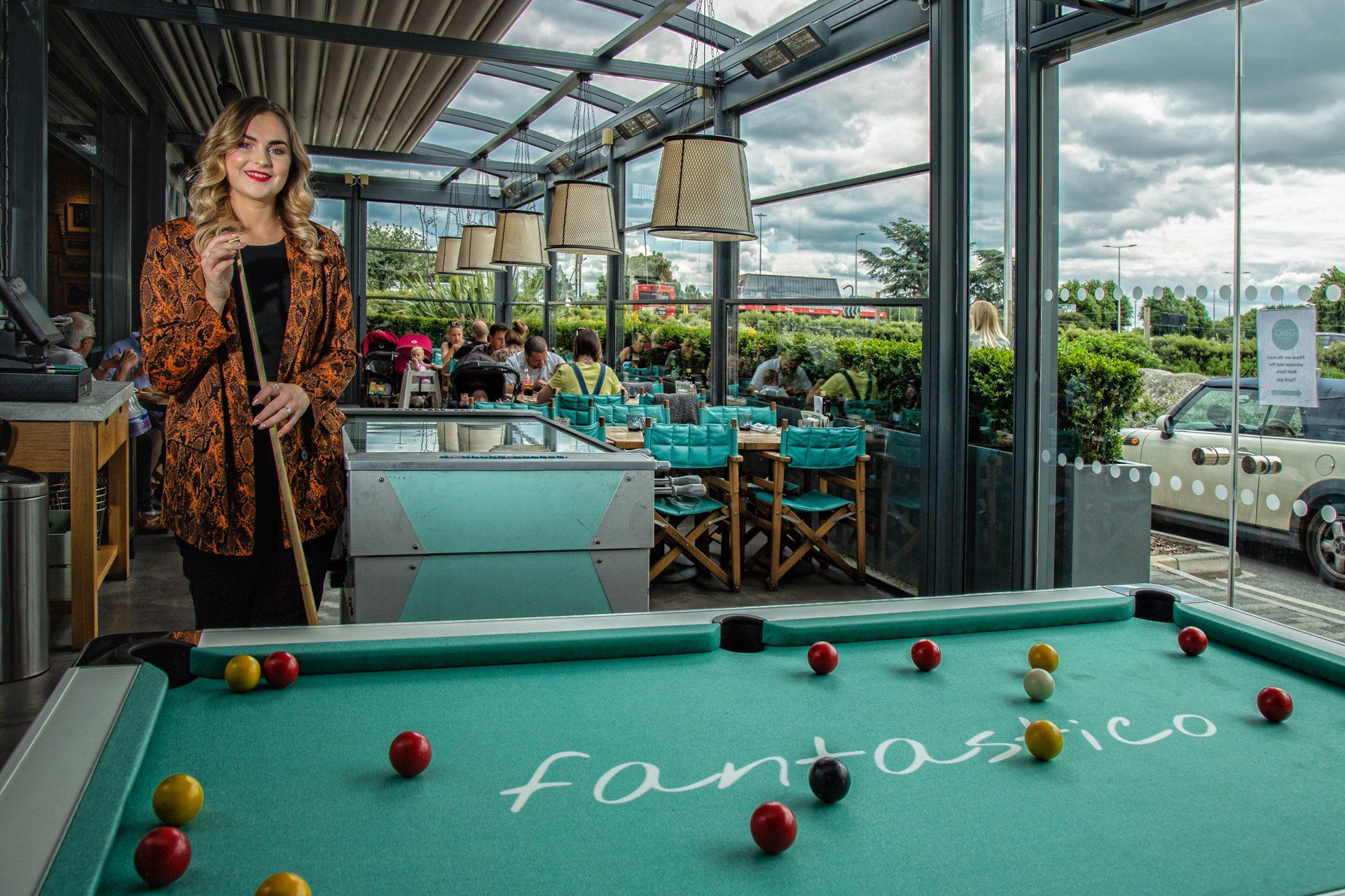 Commercial photography of Manager by fantastico pool table at Gino D'Acampo's Restaurant, Hull