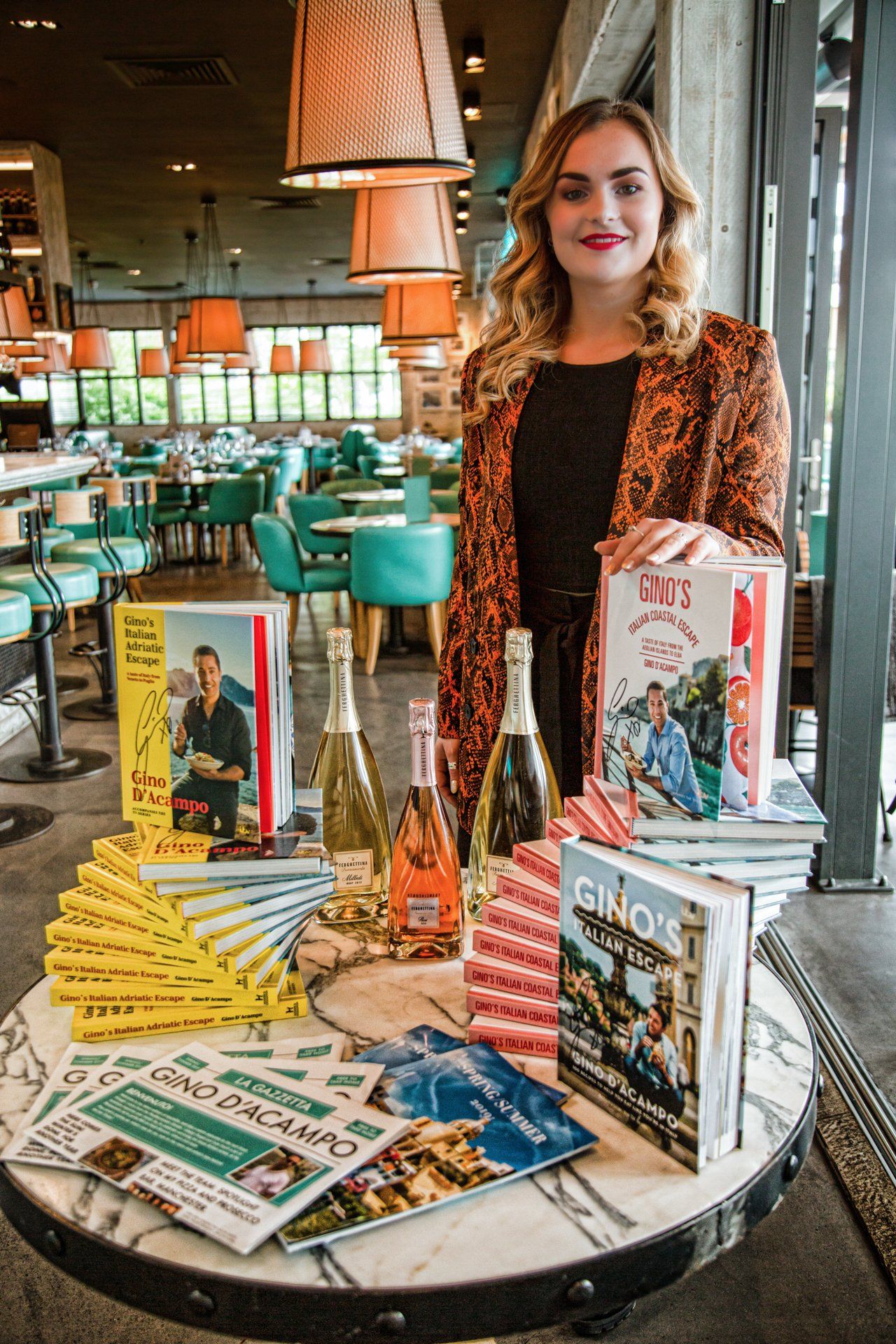 Sales and Events Manager advertising recipe books at Gino D'Acampo's Restaurant, Hull