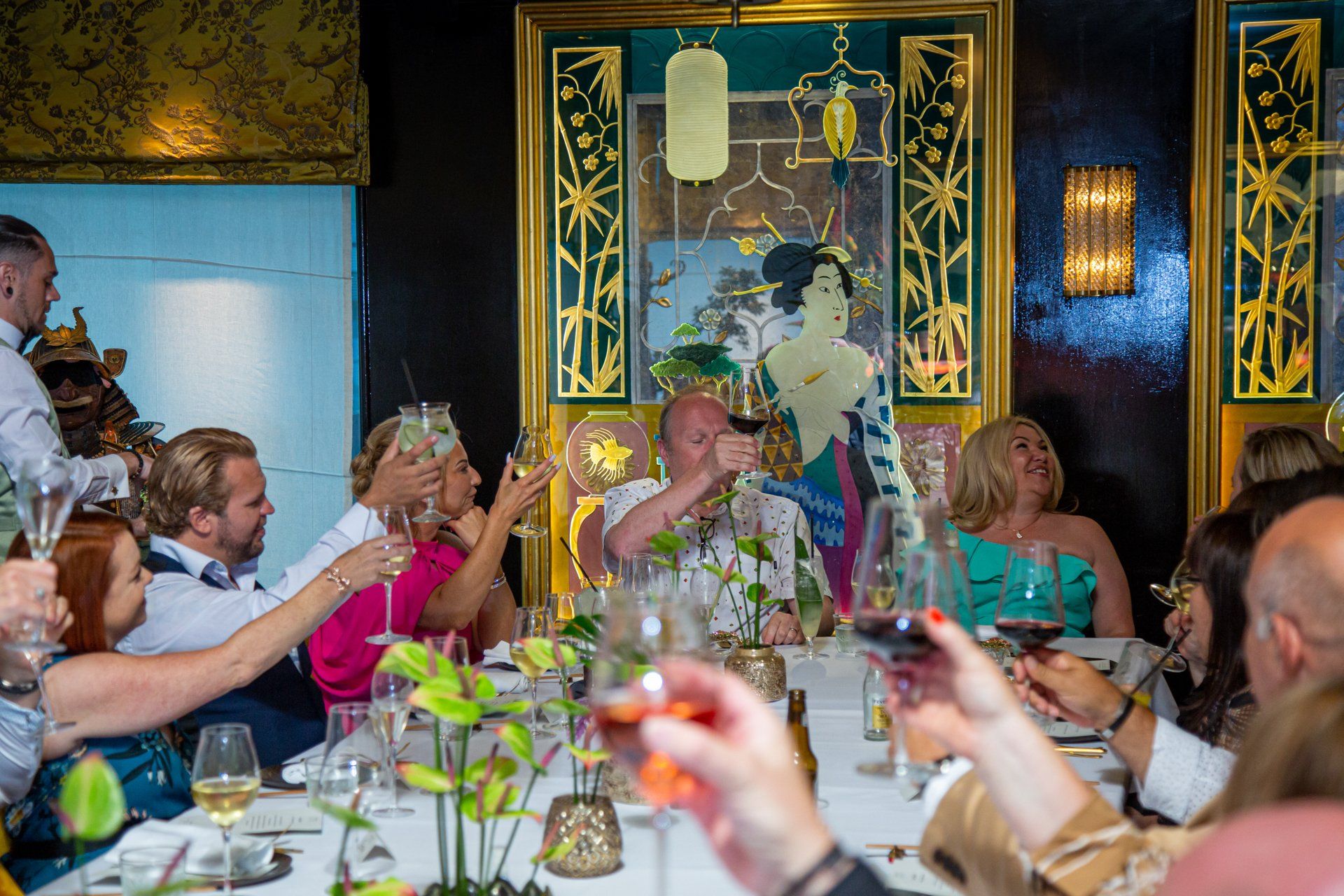 Celebrating a birthday party in the Geisha Room at The Ivy Spinningfields, Manchester