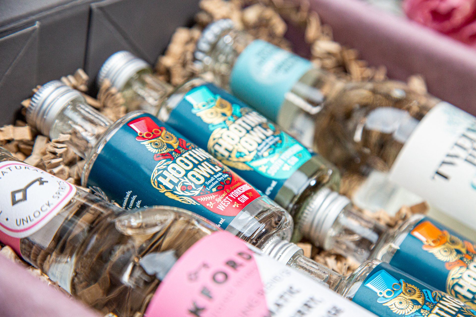 Commercial photography gin gift boxes at Warterton Park, Wakefield