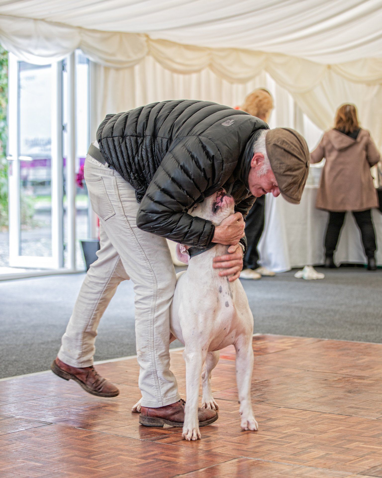 Event photography Warwick Hall near Carlisle  man with dog