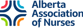 The logo for the alberta association of nurses