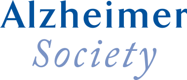 A blue and white logo for the alzheimer society