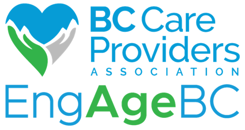 The logo for the bc care providers association engage bc