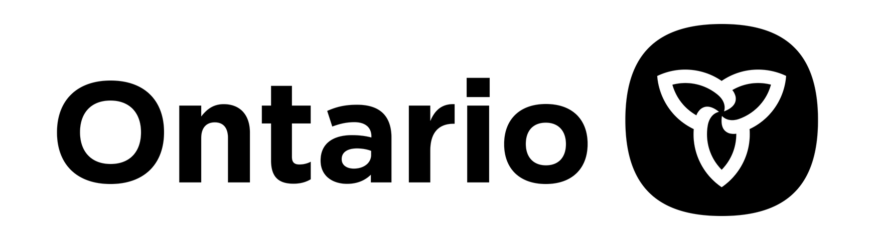 A black and white logo for ontario with a heart in a circle.