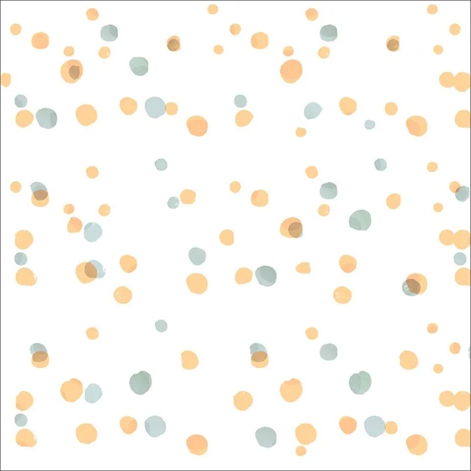 tablecloth with yellow and grey polka dots on a white background